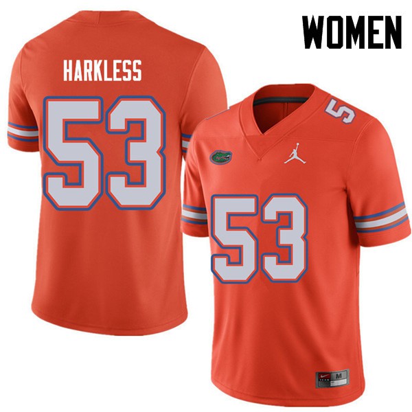 Jordan Brand Women #53 Kavaris Harkless Florida Gators College Football Jersey Orange